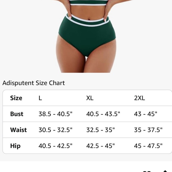 Adisputent Womens High Waisted Bikini Color Block Swimwear Emerald & White XL - Picture 14 of 14